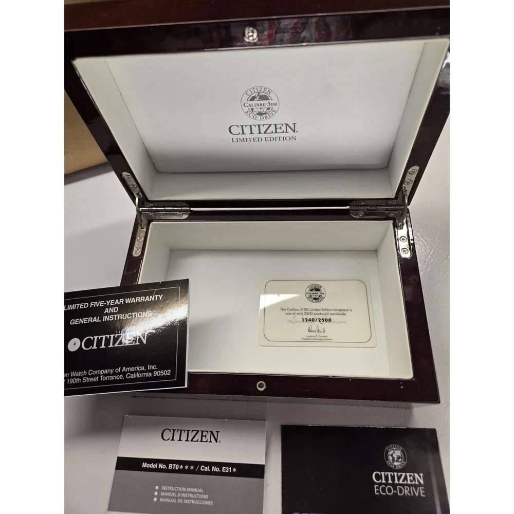 Citizen Eco-Drive Watch Box Wood Case Calibre 3100 Bt0 E31 Instruction Manual